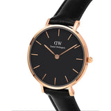 Buy Shop Daniel Wellington Classic Petite Sheffield Black Dial Black Leather Strap Watch For Women - DW00100224 USA Online