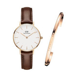 Buy Shop Daniel Wellington Petite St Mawes White Dial Brown Leather Strap Watch For Women - DW00100175 USA Online