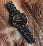 Buy Shop Emporio Armani Gianni T Bar All Black Diamond Dial Watch For Women - AR11245 USA Online