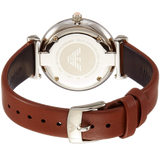 Buy Shop Emporio Armani Gianni T Bar Quartz Pink Mother of Pearl Dial Brown Leather Strap Watch For Women - AR1960 USA Online