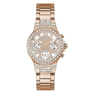 Buy Shop Guess Moonlight Multi Function Diamonds White Dial Rose Gold Steel Strap Watch for Women - GW0320L3 USA Online