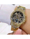 Buy Shop Guess Moonlight Diamonds Gold Dial Gold Steel Strap Watch for Women - GW0320L5 USA Online