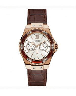 Buy Shop Guess Limelight Analog White Dial Brown Leather Strap Watch For Women - W0775l14 USA Online