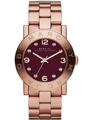 Marc Jacobs Amy Purple Dial Rose Gold Steel Strap Watch for Women - MBM8618