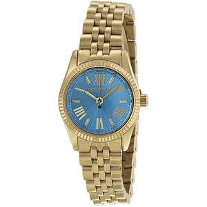 Buy Shop Michael Kors Lexington Quartz Blue Dial Gold Steel Strap Watch For Women - MK3271 USA Online