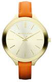 Buy Shop Michael Kors Runway Quartz Gold Dial Orange Leather Strap Watch For Women - MK2275 USA Online