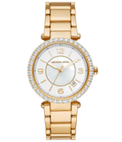 Buy Shop Michael Kors Parker Mother of Pearl White Dial Gold Steel Strap Watch For Women - MK4693 USA Online