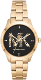 Buy Shop Michael Kors Runway Quartz Black Dial Gold Steel Strap Watch For Women - MK6682 USA Online