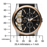 Fossil Twist Multi-Function Chronograph Black Dial Black Leather Strap Watch for Men - ME1099