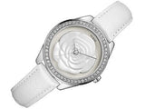 Buy Shop Guess Rosette Analog White Dial White Leather Strap Watch For Women - W75043L1 USA Online