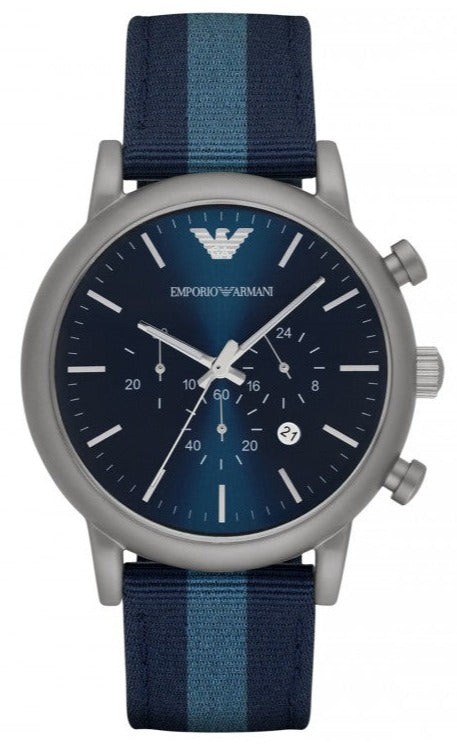 Buy Shop Emporio Armani Luigi Chronograph Quartz Blue Dial Blue Nylon Strap Watch For Men - AR1949 USA Online