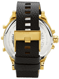 Diesel Mr Daddy Black & Gold Dial Black Leather Strap Watch For Men - DZ7371