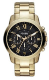 Buy Shop Fossil Grant Chronograph Black Dial Gold Steel Strap Watch for Men - FS4815 USA Online