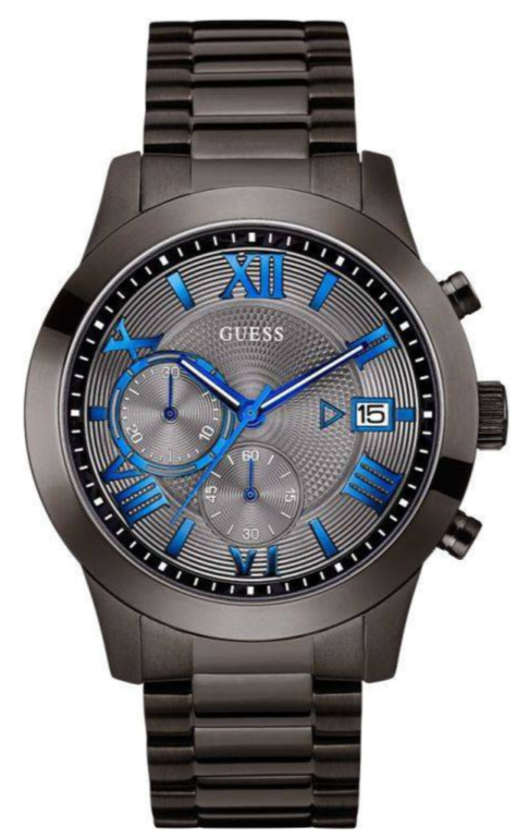 Buy Shop Guess Atlas Quartz Grey Dial Grey Steel Strap Watch For Men - W0668G2 USA Online