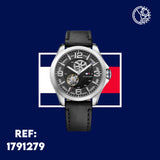 Buy Shop Tommy Hilfiger Bruce Analog Black Dial Black Leather Strap Watch for Men - 1791279 USA Online