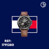 Buy Shop Tommy Hilfiger Bruce Automatic Black Dial Brown Leather Strap Watch for Men - 1791280 USA Online