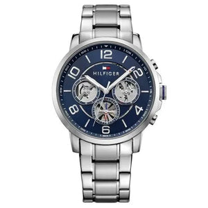 Buy Shop Tommy Hilfiger Keagan Blue Dial Silver Steel Strap Watch for Men - 1791293 USA Online