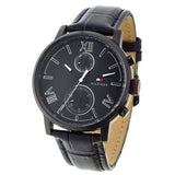 Buy Shop Tommy Hilfiger Aden Chronograph Black Dial Black Leather Strap Watch for Men - 1791310 USA Online