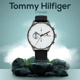 Buy Shop Tommy Hilfiger Lexor Silver Dial Black Leather Strap Watch For Men - 1791489 USA Online