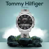 Buy Shop Tommy Hilfiger Digital Black Dial Silver Mesh Bracelet Watch For Men - 1791765 USA Online
