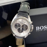 Buy Shop Hugo Boss Casual Chronograph Silver Dial Black Leather Strap Watch For Men - HB1512880 USA Online