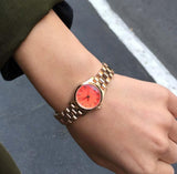 Buy Shop Marc Jacobs Henry Dinky Red Dial Gold Steel Strap Watch for Women - MBM3202 USA Online