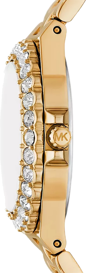 Buy Shop Michael Kors Lennox Three Hand Black Dial Gold Steel Strap Watch For Women - MK7394 USA Online