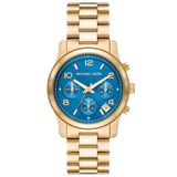Buy Shop Michael Kors Runway Chronograph Blue Dial Gold Steel Strap Watch For Women - MK7353 USA Online