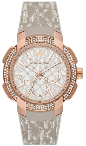Buy Shop Michael Kors Sidney Chronograph White Dial Beige Leather Strap Watch For Women - MK6949 USA Online