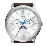 Buy Shop Fossil Neutra Minimalist Moonphase Silver Dial Brown Leather Strap Watch for Men - FS5905 USA Online