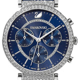 Swarovski Passage Chrono Crystal Blue Dial Blue Leather Strap Watch for Women - 5580342