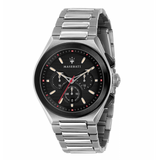 Maserati Triconic Chronograph Black Dial Silver Steel Strap Watch For Men - R8873639002