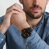 Buy Shop Fossil Nate Chrongraph Ion Plated Black Dial Black Steel Strap Watch for Men - JR1356 USA Online