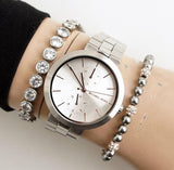 Buy Shop Michael Kors Garner Analog Silver Dial Silver Steel Strap Watch For Women - MK6407 USA Online