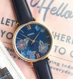 Buy Shop Fossil Jacqueline Blue Dial Blue Leather Strap Watch for Women - ES4673 USA Online