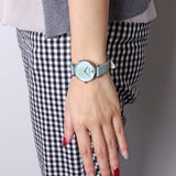 Buy Shop Emporio Armani Gianni T Bar Mother Of Pearl Blue Dial Blue Leather Strap Watch For Women - AR1959 USA Online