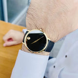 Buy Shop Movado Museum Classic Quartz Black Dial Black Leather Strap Watch for Men - 0607195 USA Online