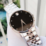 Buy Shop Movado Museum Classic Diamonds Black Dial Silver Steel Strap Watch for Men - 0607201 USA Online