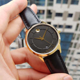 Buy Shop Movado 1881 Automatic Black Dial Black Leather Strap Watch For Men - 606875 USA Online