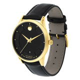 Buy Shop Movado 1881 Automatic Black Dial Black Leather Strap Watch For Men - 606875 USA Online