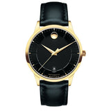 Buy Shop Movado 1881 Automatic Black Dial Black Leather Strap Watch For Men - 606875 USA Online