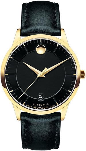 Buy Shop Movado 1881 Automatic Black Dial Black Leather Strap Watch For Men - 606875 USA Online