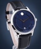 Buy Shop Movado 1881 Automatic Blue Dial Black Leather Strap Watch For Men - 606874 USA Online