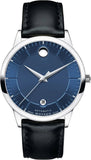 Buy Shop Movado 1881 Automatic Blue Dial Black Leather Strap Watch For Men - 606874 USA Online