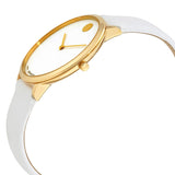 Buy Shop Movado 70th Anniversary Limited Edition White Dial White Leather Strap Watch For Women - 0607138 USA Online