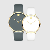 Buy Shop Movado Museum 70th Anniversary Special Edition White Dial White Leather Strap Watch For Women - 0607139 USA Online
