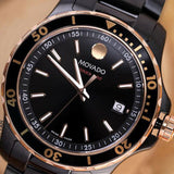 Buy Shop Movado 800 Series Black Dial Black Steel Strap Watch For Men - 2600162 USA Online