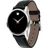 Movado Museum Classic Black Dial Black Leather Strap Watch For Women - 0607015