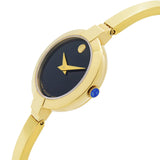 Buy Shop Movado Bela Black Dial Gold Steel Strap Watch For Women - 0606999 USA Online