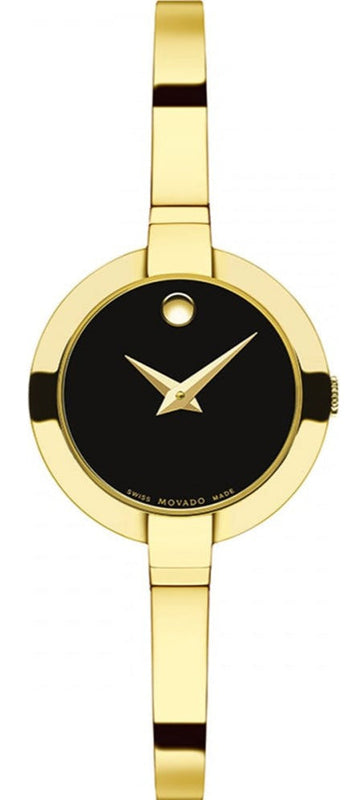 Buy Shop Movado Bela Black Dial Gold Steel Strap Watch For Women - 0606999 USA Online